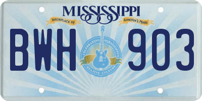 MS license plate BWH903