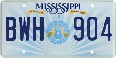 MS license plate BWH904