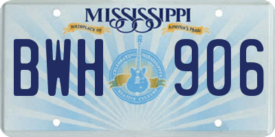MS license plate BWH906