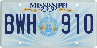MS license plate BWH910