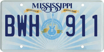 MS license plate BWH911