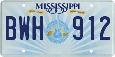 MS license plate BWH912