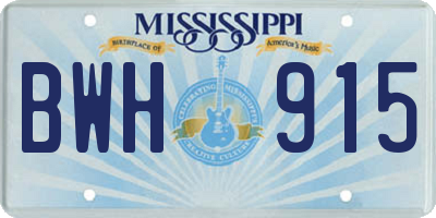 MS license plate BWH915
