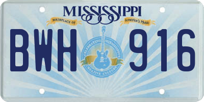 MS license plate BWH916