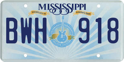 MS license plate BWH918