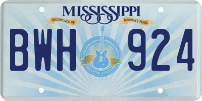 MS license plate BWH924