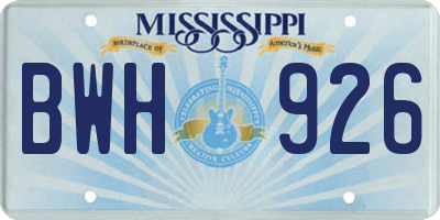 MS license plate BWH926