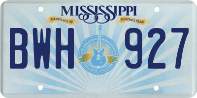 MS license plate BWH927