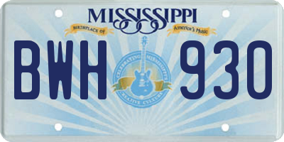 MS license plate BWH930