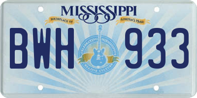MS license plate BWH933