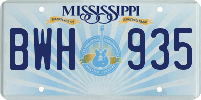 MS license plate BWH935