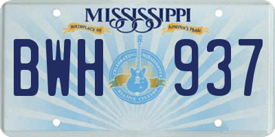 MS license plate BWH937
