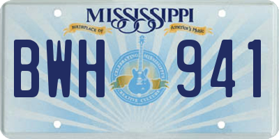 MS license plate BWH941
