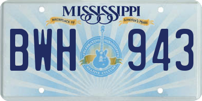 MS license plate BWH943