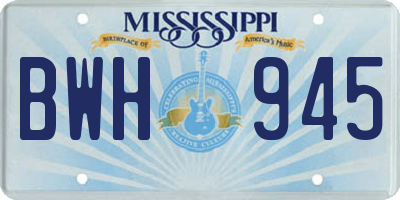 MS license plate BWH945