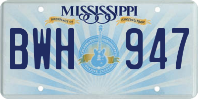 MS license plate BWH947