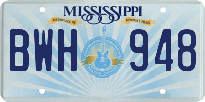 MS license plate BWH948