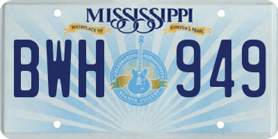 MS license plate BWH949