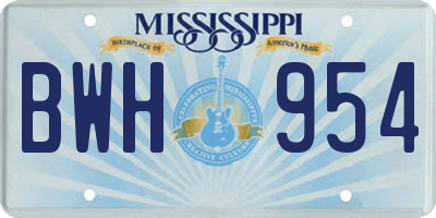 MS license plate BWH954