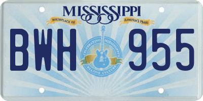 MS license plate BWH955