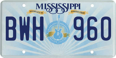 MS license plate BWH960