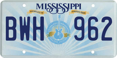 MS license plate BWH962