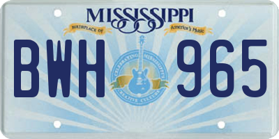 MS license plate BWH965