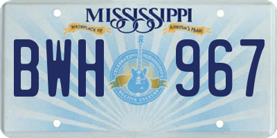 MS license plate BWH967