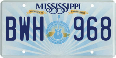 MS license plate BWH968
