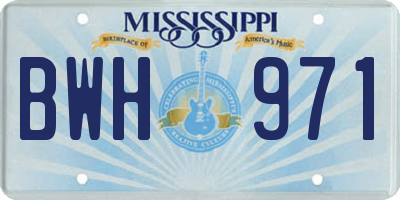 MS license plate BWH971