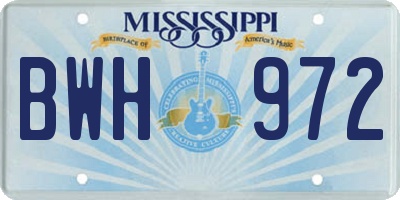 MS license plate BWH972