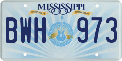 MS license plate BWH973