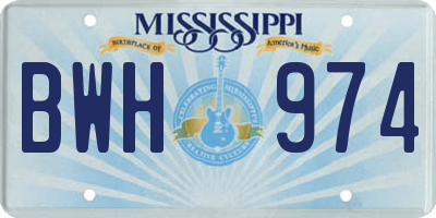 MS license plate BWH974