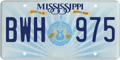 MS license plate BWH975