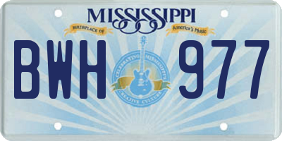 MS license plate BWH977