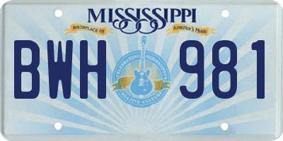 MS license plate BWH981