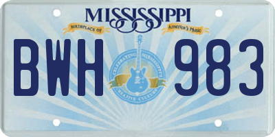 MS license plate BWH983