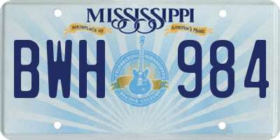 MS license plate BWH984