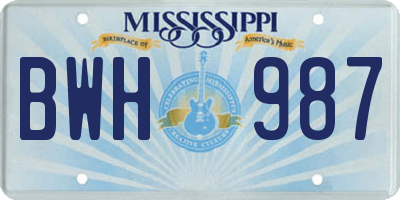 MS license plate BWH987