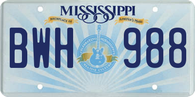 MS license plate BWH988
