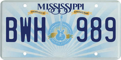 MS license plate BWH989