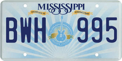 MS license plate BWH995