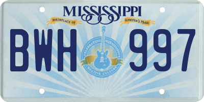 MS license plate BWH997