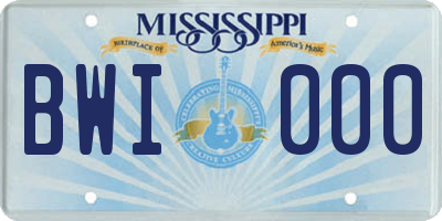 MS license plate BWI000