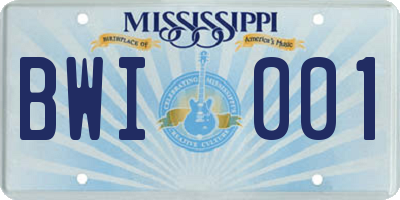 MS license plate BWI001