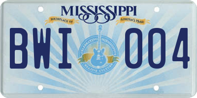MS license plate BWI004