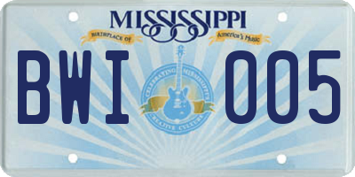 MS license plate BWI005
