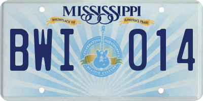 MS license plate BWI014