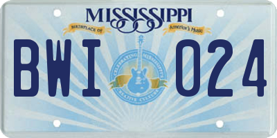 MS license plate BWI024