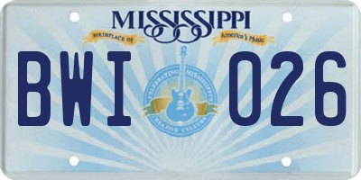 MS license plate BWI026